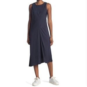 NWT VINCE Bias Cut Sleeveless Midi Dress Coastal Navy Blue Sz XS